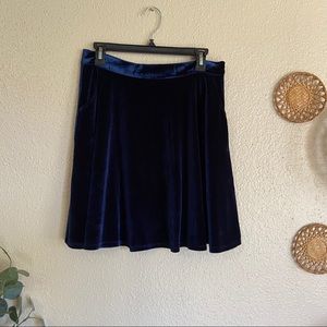 ModCloth Navy Velvet Skater Skirt